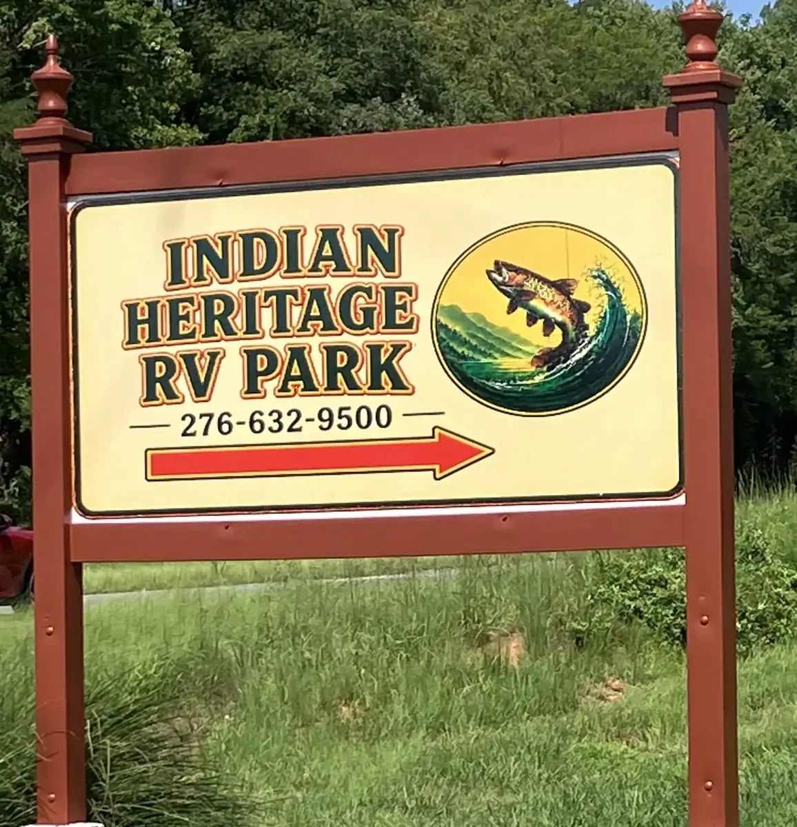 Indian Heritage RV Park roadside sign