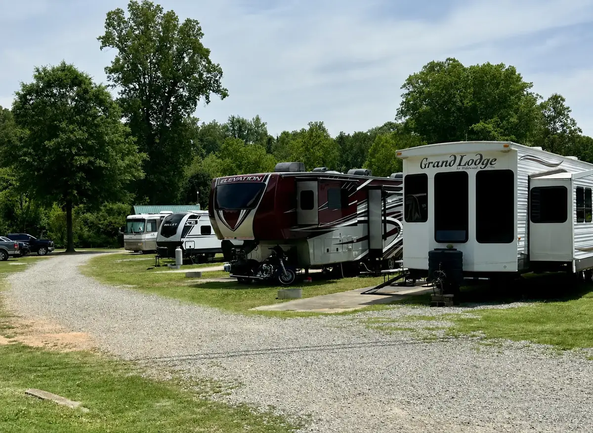 Wide view across the campground